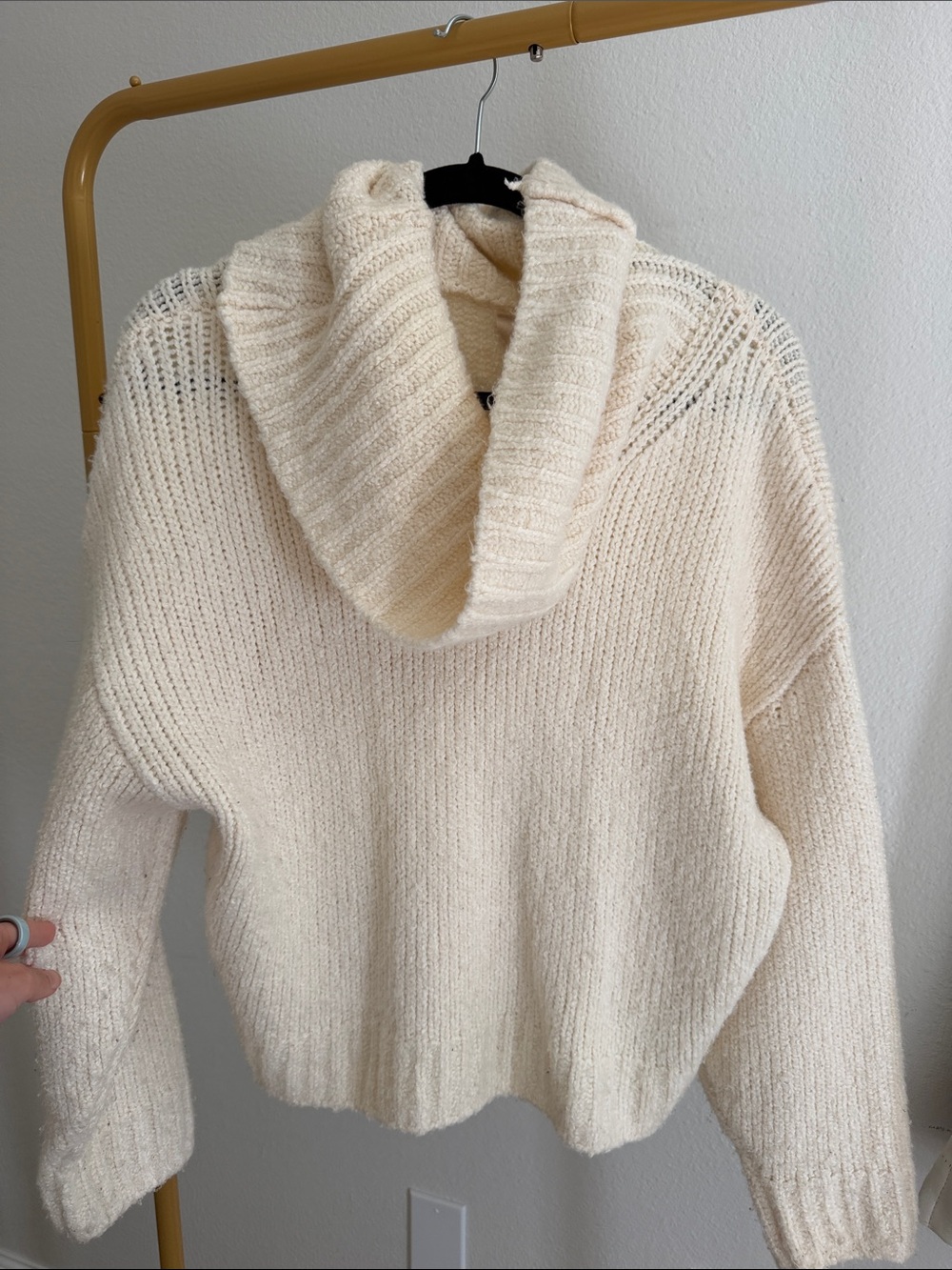 Pilcro by Anthropologie Cozy Cream Knit Cowl-Neck Sweater